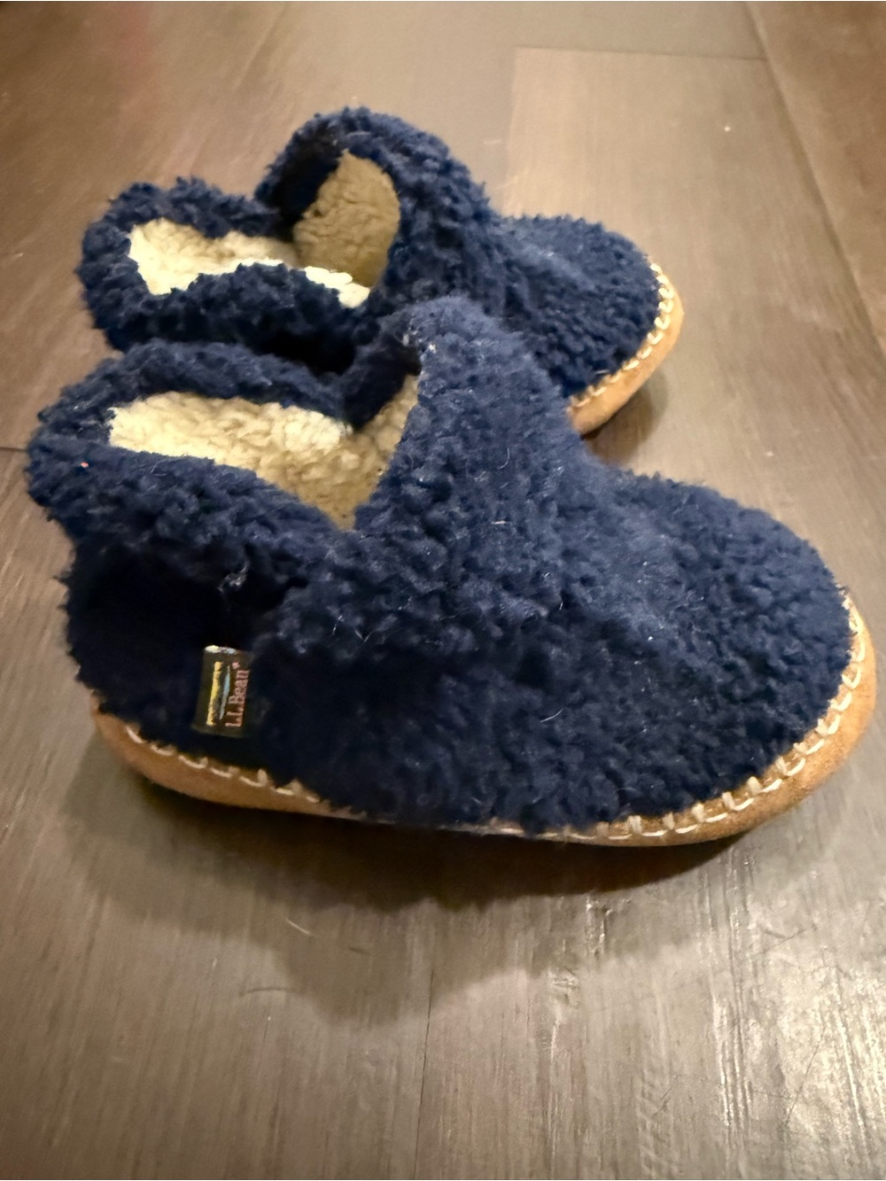 L.L. Bean Kids Navy Sherpa Slippers